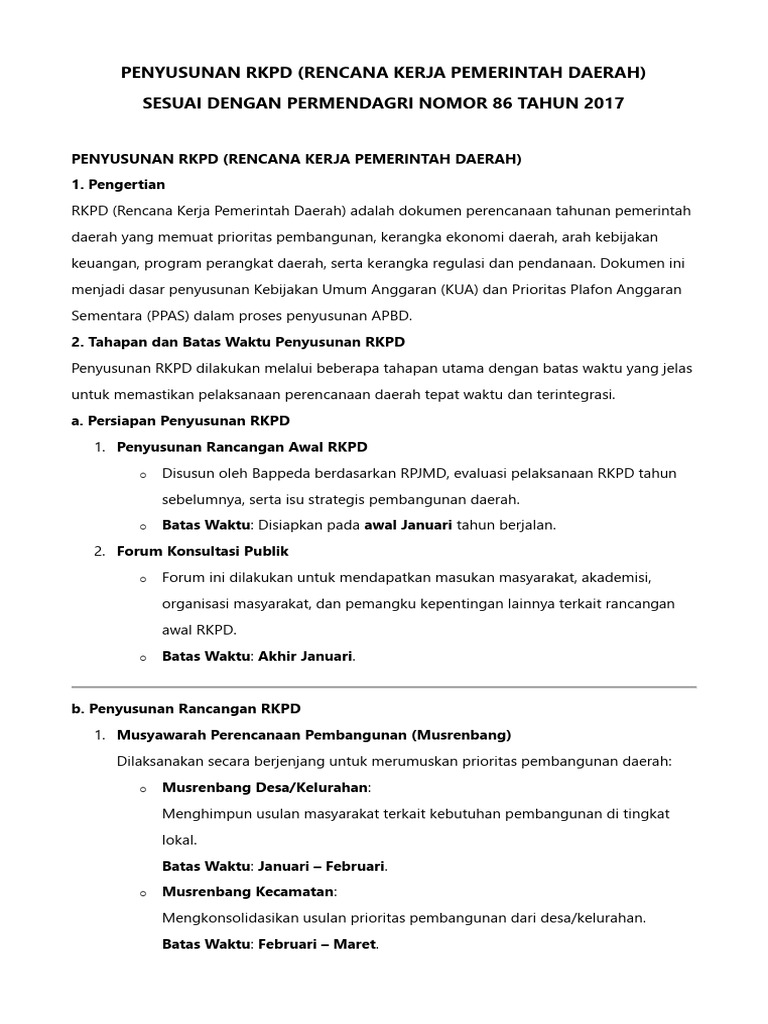 Tahapan Penyusunan RKPD | PDF