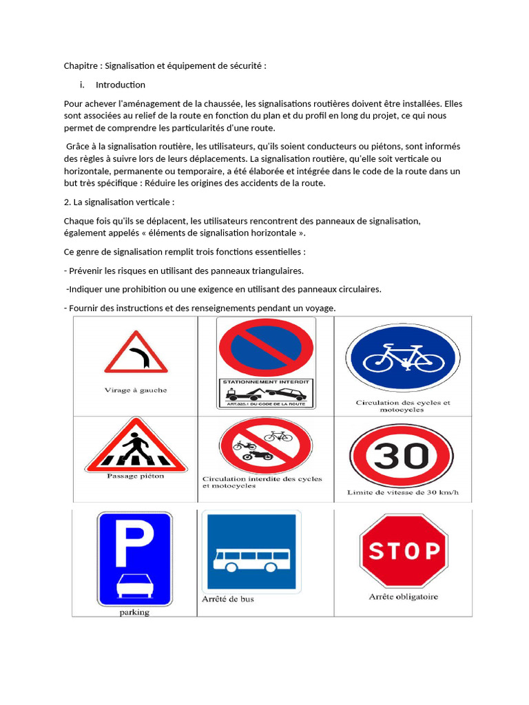 Signalisation Routière : Équipements et Règles | PDF