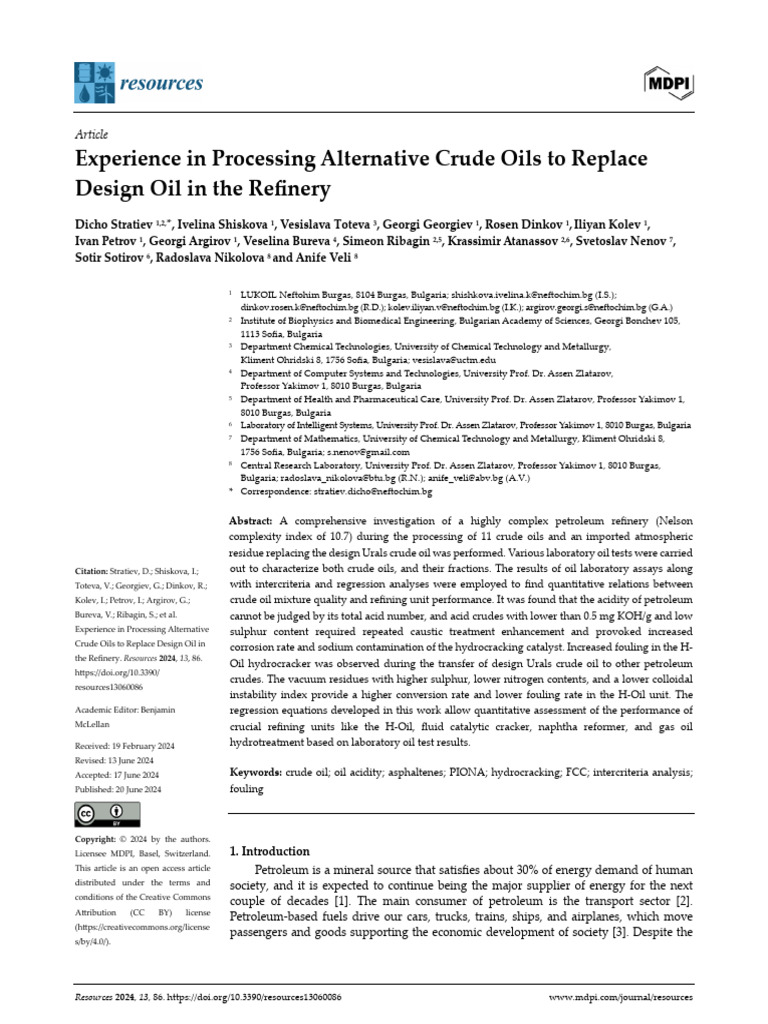 Experience in Processing Alternative Crude Oils To | PDF | Oil Refinery ...