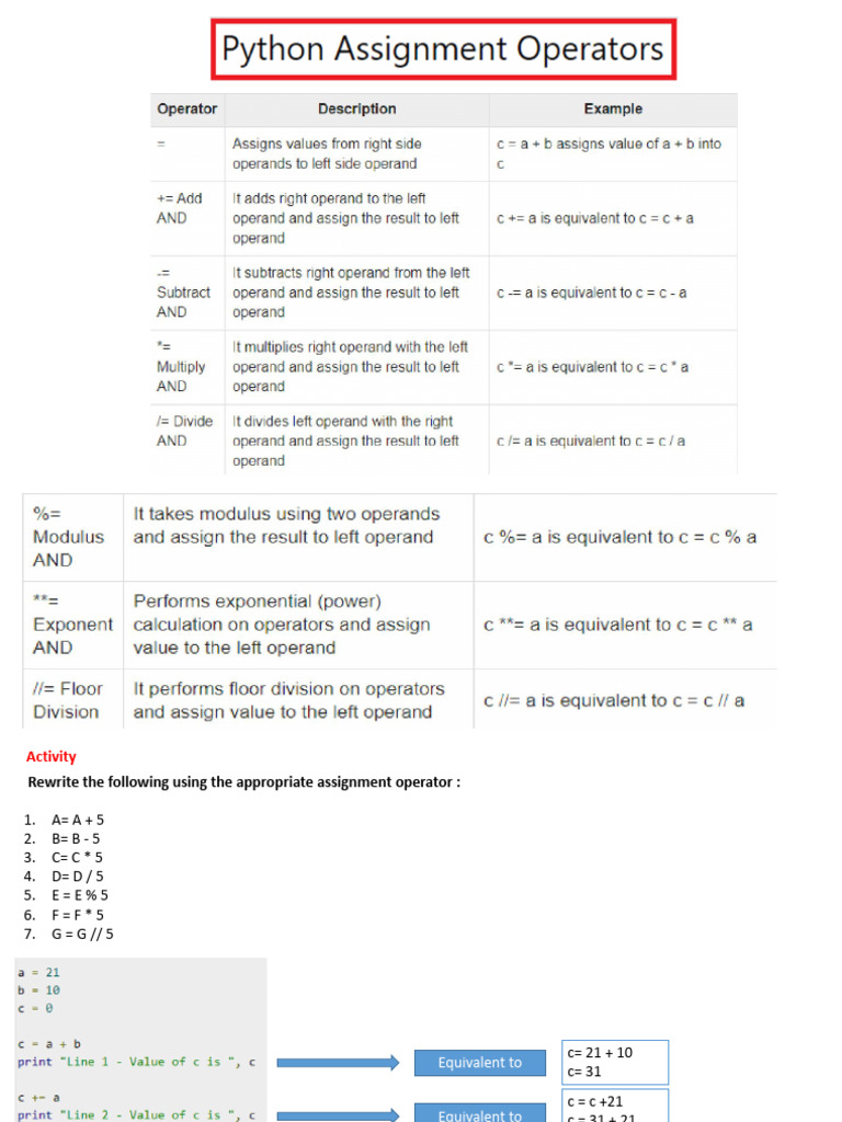 Assignment Operators | PDF