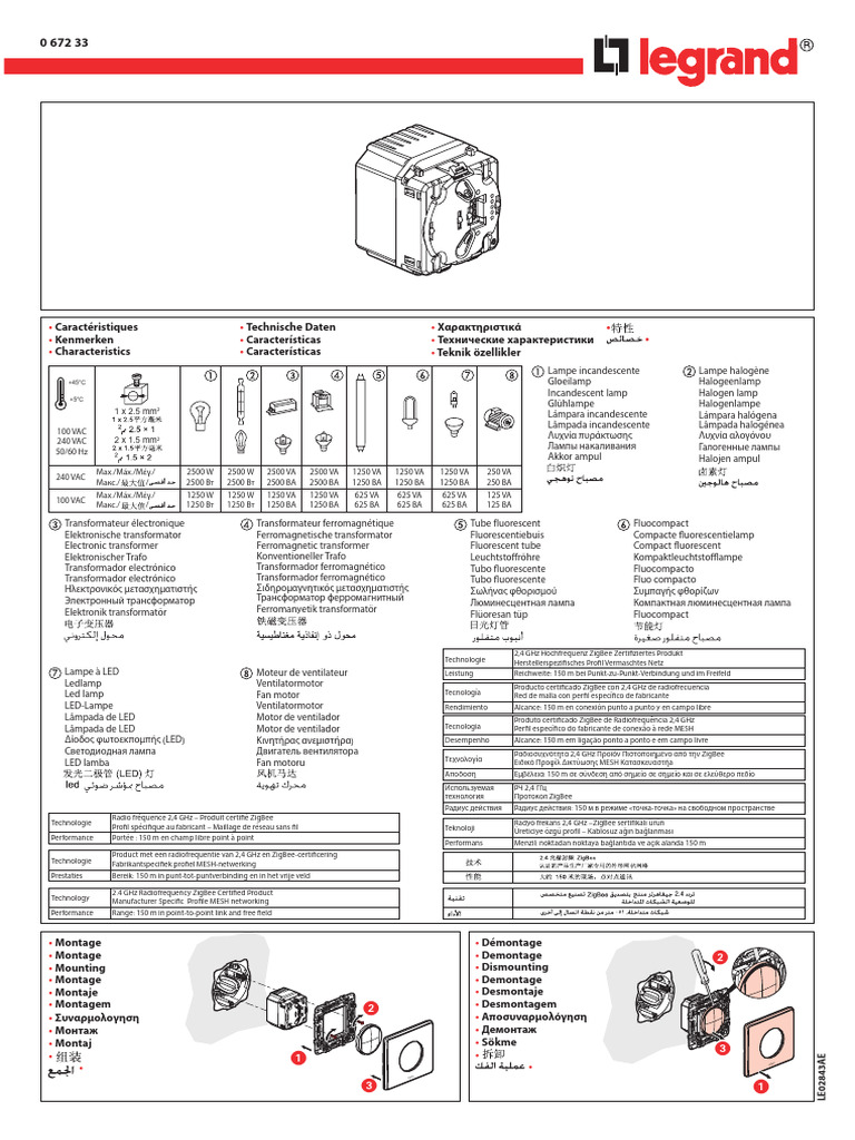 Documentation Technique Notice Legrand Celiane 67233 | PDF