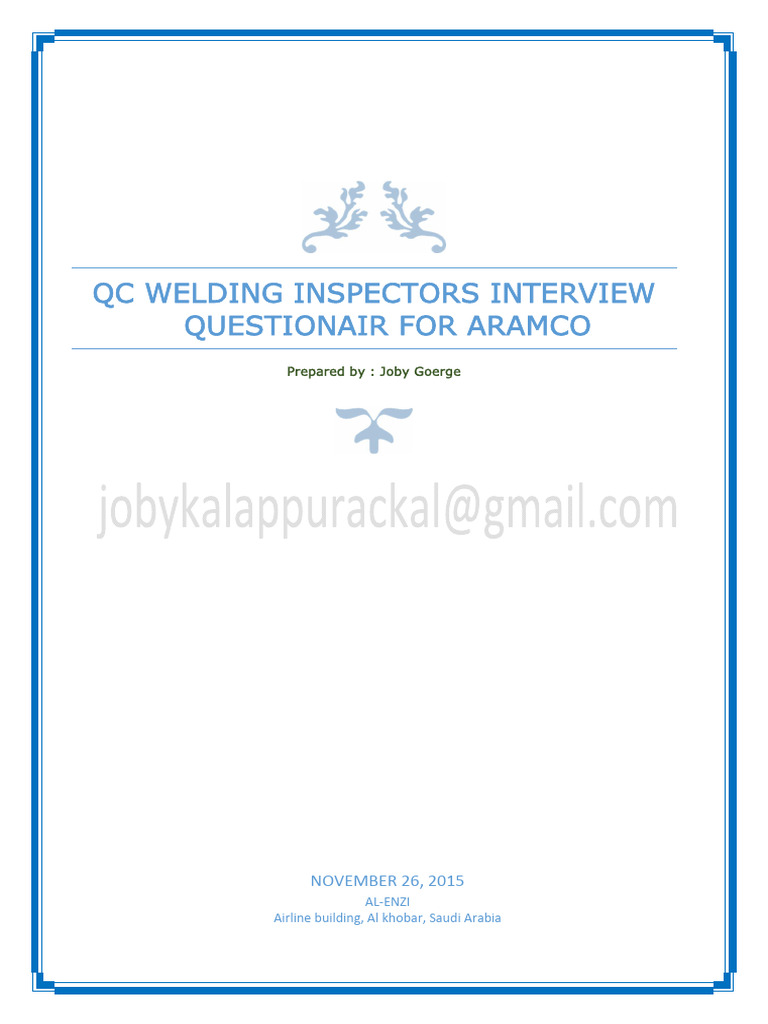 QC Welding Inspectors Interview Guide | PDF | Welding | Construction