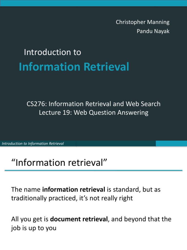 Lecture19 Web QA | PDF | Information Retrieval | Databases