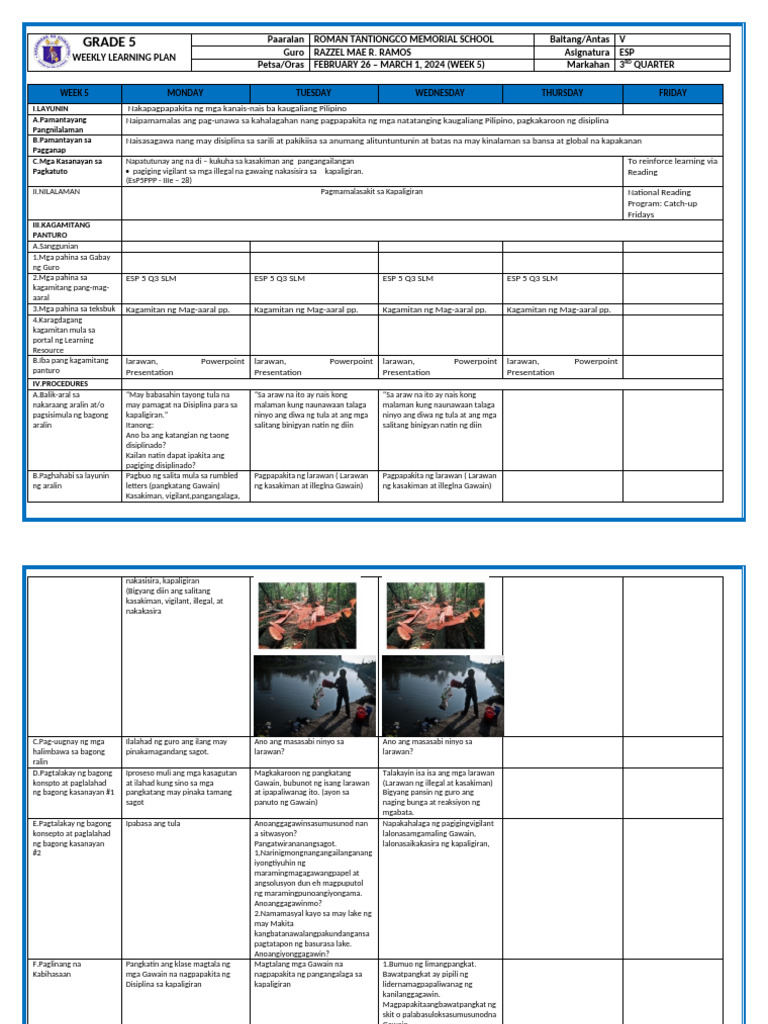 WLP (Grade 5-Quezon)_Q3_Week 5 _ (February26 - March 1, 2024) | PDF