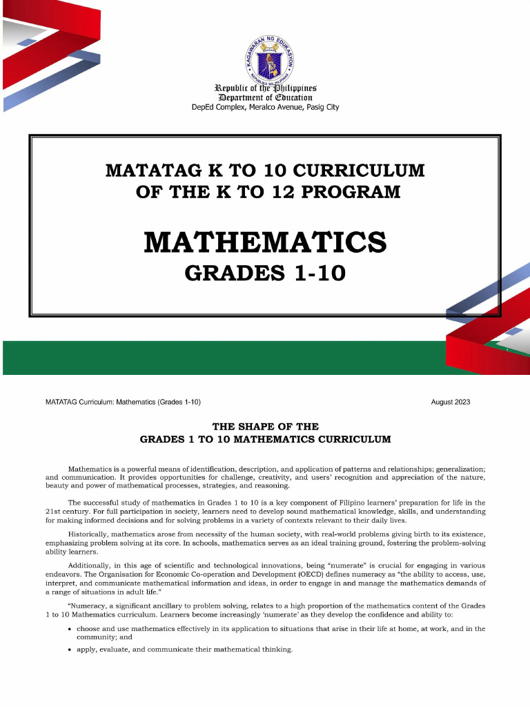 MATATAG Mathematics CG 2023 | PDF