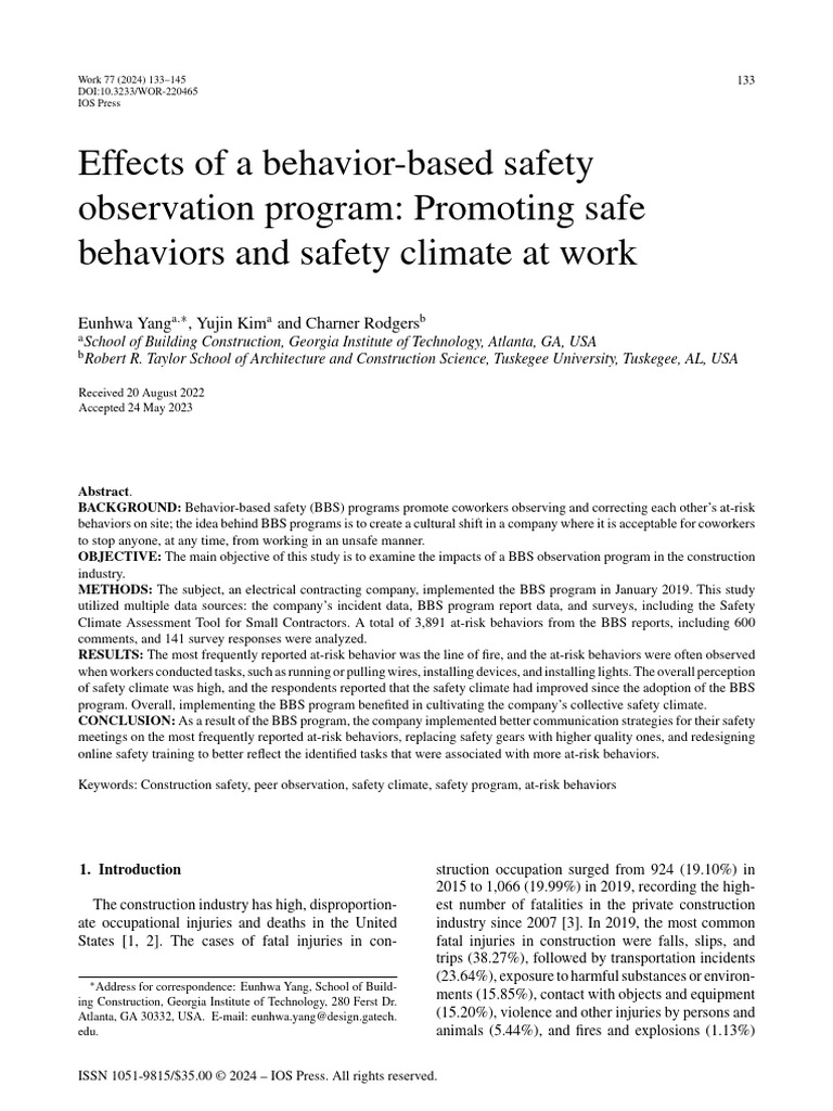 Construction Safety: BBS Program Impact | PDF | Safety | Leadership