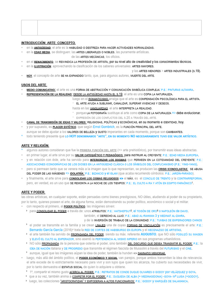 Evolución y Funciones del Arte a lo Largo de la Historia | PDF ...