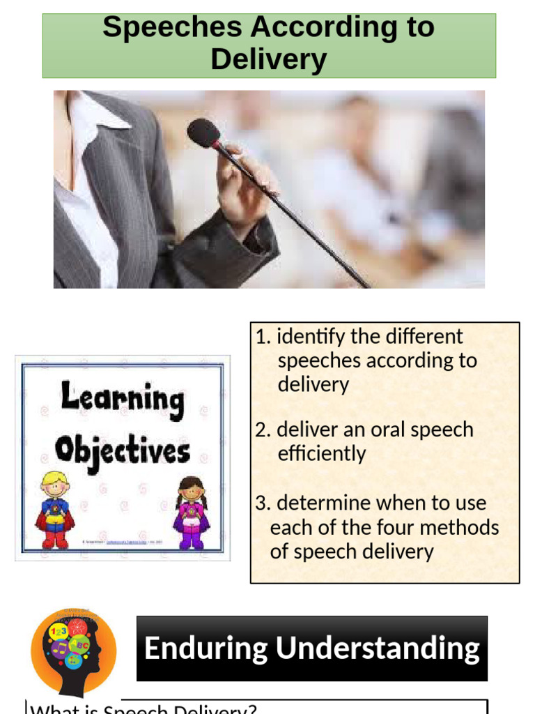 3 Speeches According To Delivery | PDF | Speech | Nonverbal Communication