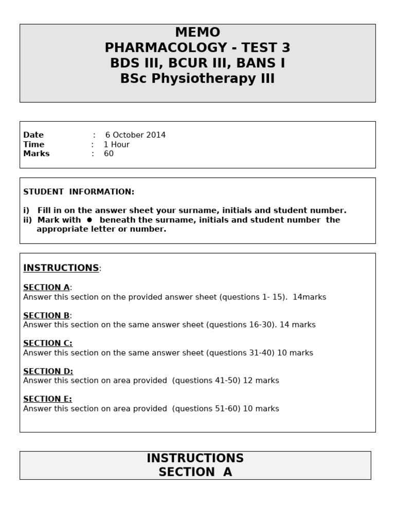 2014 Comb Test 3 Memo | PDF | Antipsychotic | Parkinson's Disease