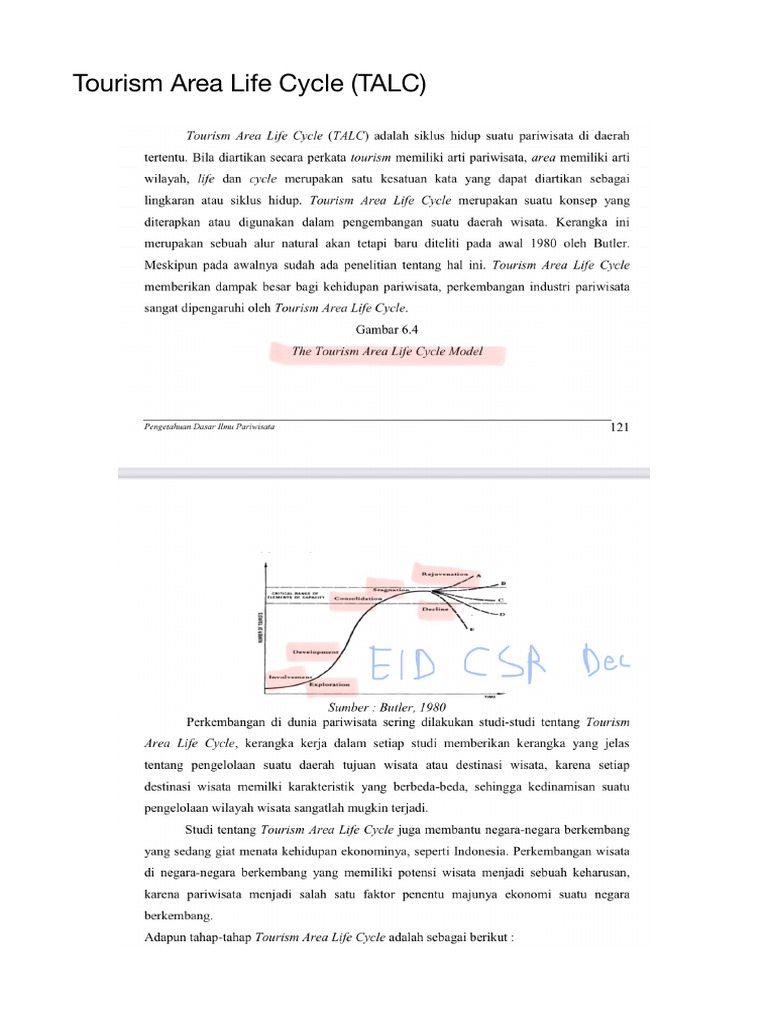 Tourism Area Life Cycle (TALC) | PDF
