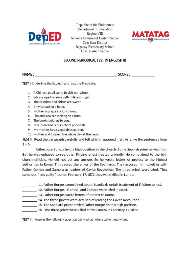 English Iii Periodical Test Guide Pdf Pet