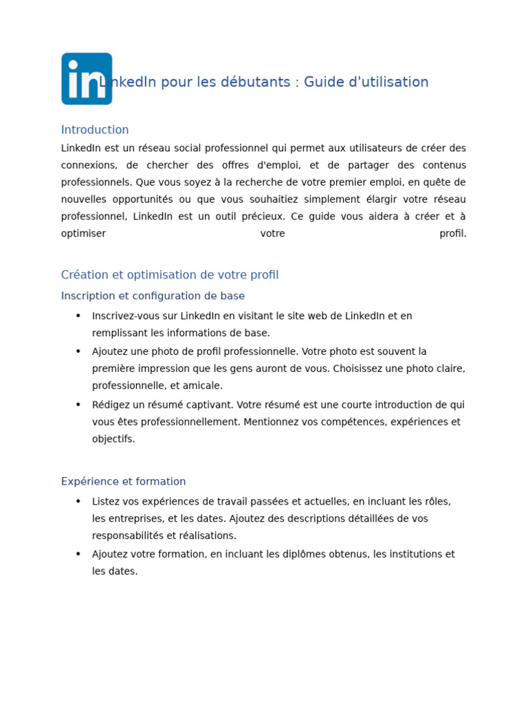 Guide LinkedIn pour débutants | PDF | LinkedIn | Réseautage social