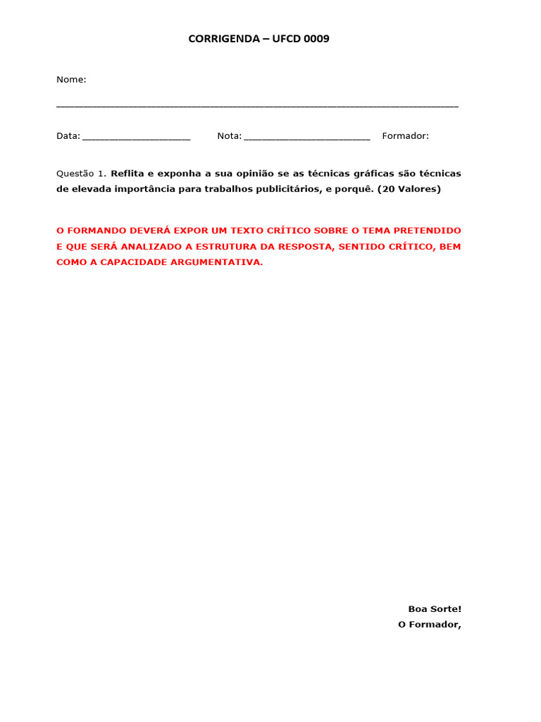 Corrigenda - Ufcd 0009 | PDF