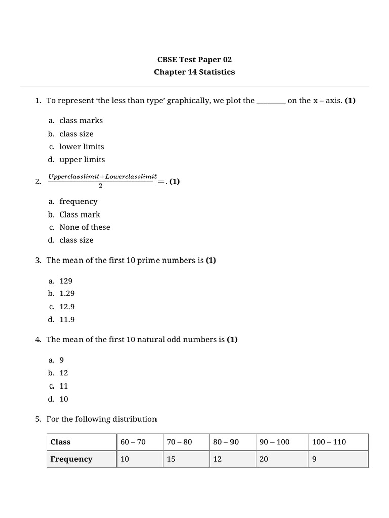 chapter-14-statistics-test-02 | PDF | Mean | Mode (Statistics)
