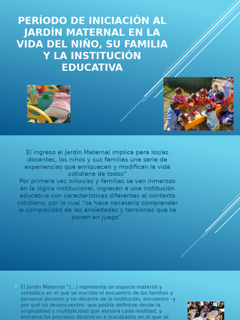 Período de Iniciación Al Jardín Maternal | PDF | Educación de la ...