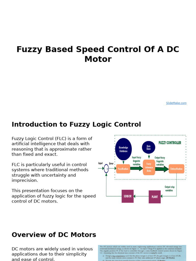 Fuzzy Based Speed Control of a DC Motor | PDF | Fuzzy Logic | Electric ...