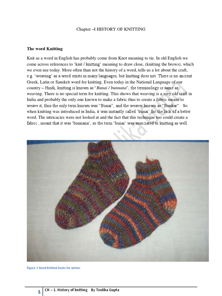 Chapter 1 History of Knitting Knitting Textiles