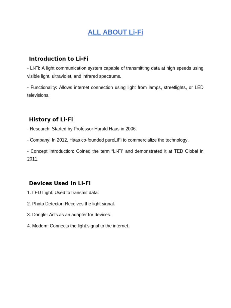 All About Li-Fi | PDF | Light Emitting Diode | Computer Networking