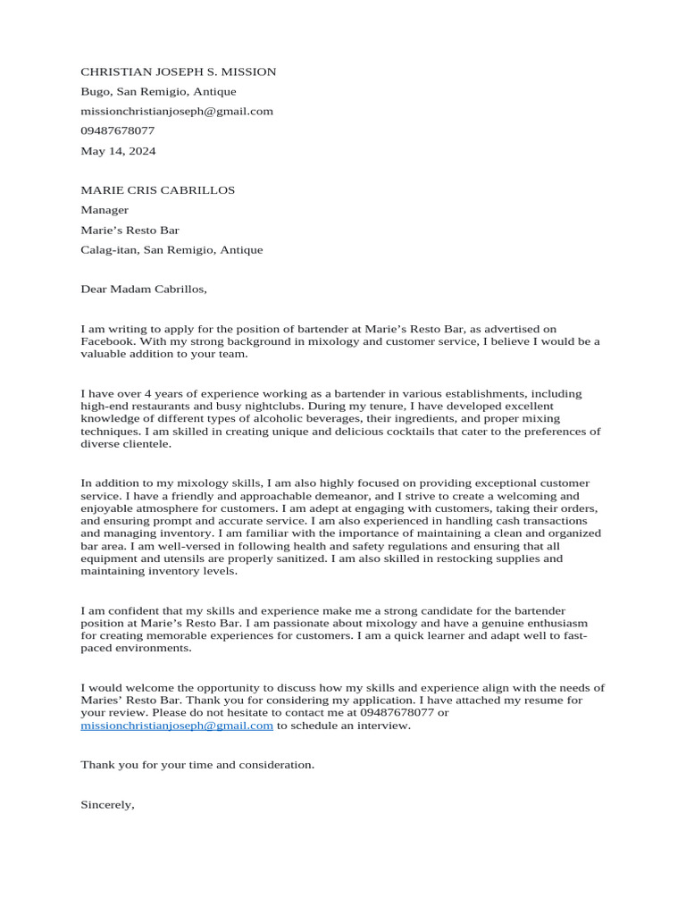 Application Letter | PDF