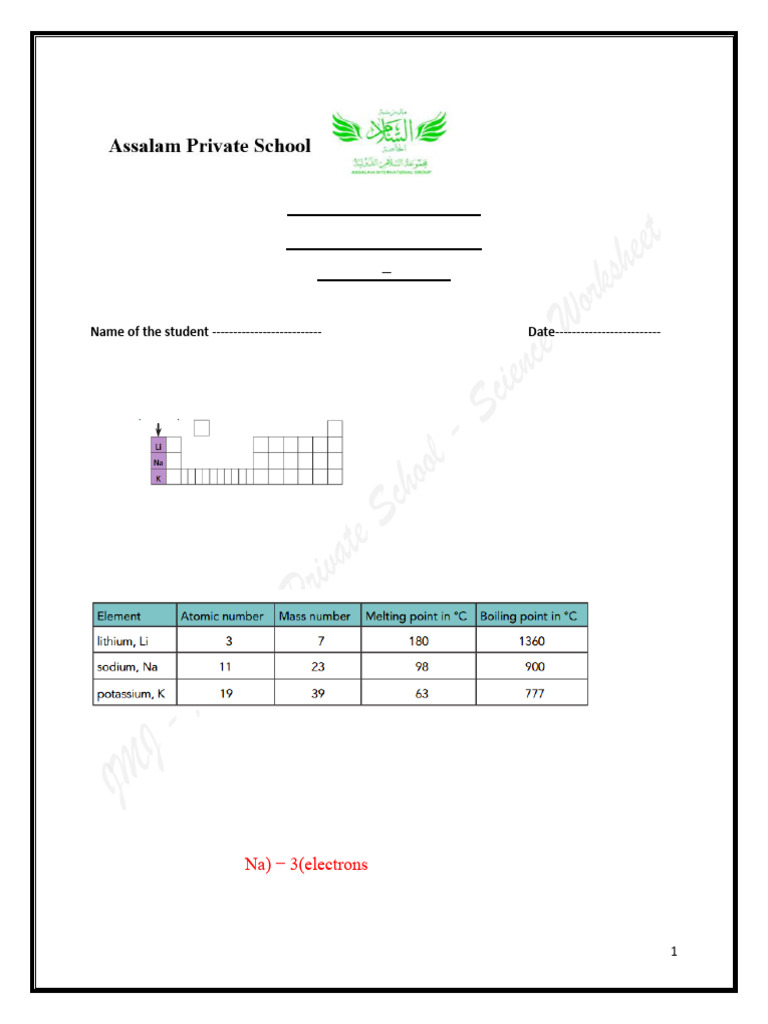 Revision+Worksheet+1+g+8 | PDF | Ion | Sodium