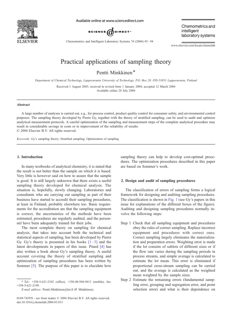 Applications of Sampling Theory | PDF | Sampling (Statistics ...