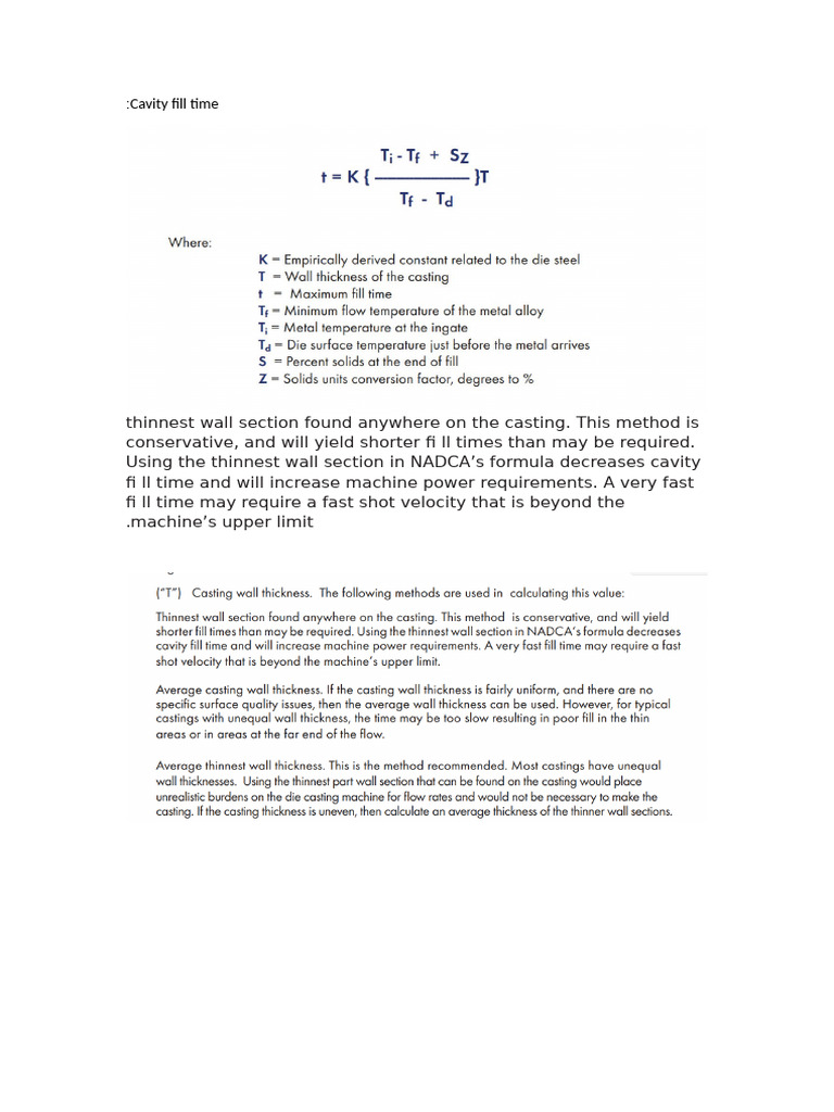 Cavity Fill Time | PDF