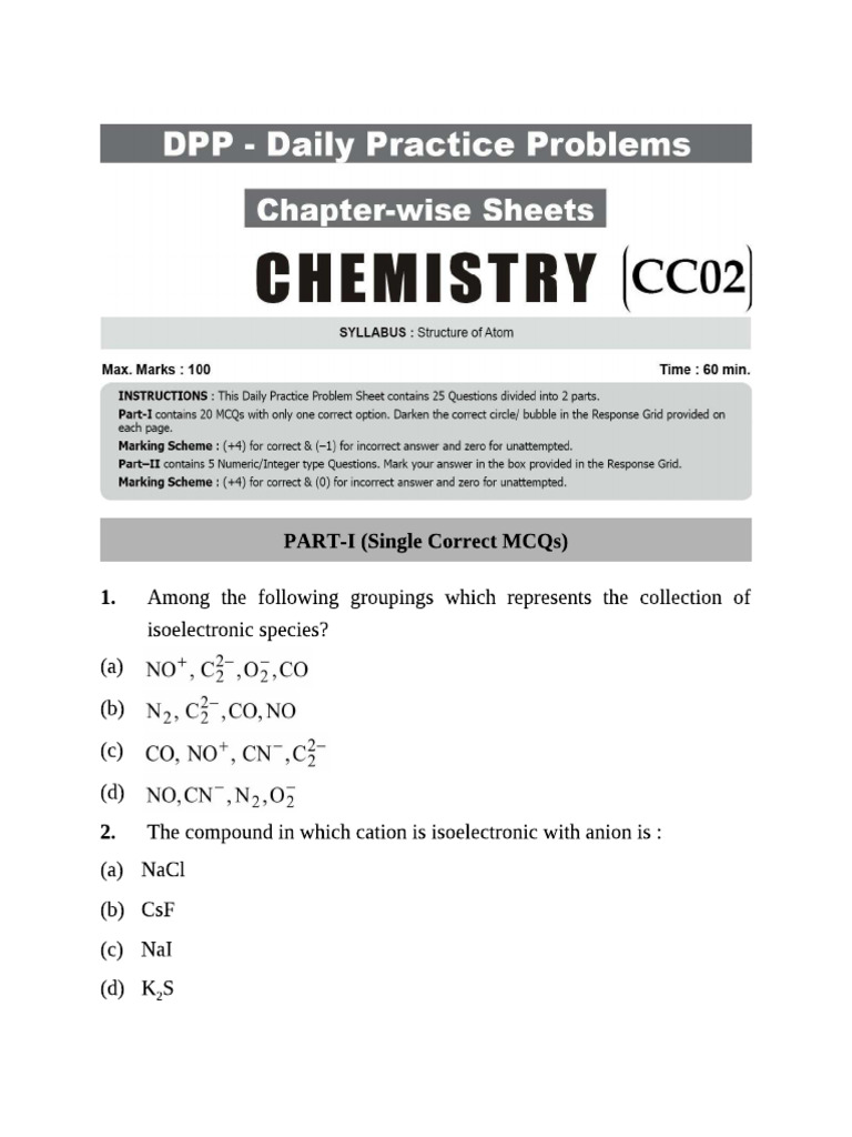 Disha Atomic Structure DPP | PDF