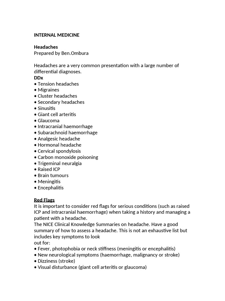 Headaches Pdf Migraine Headache