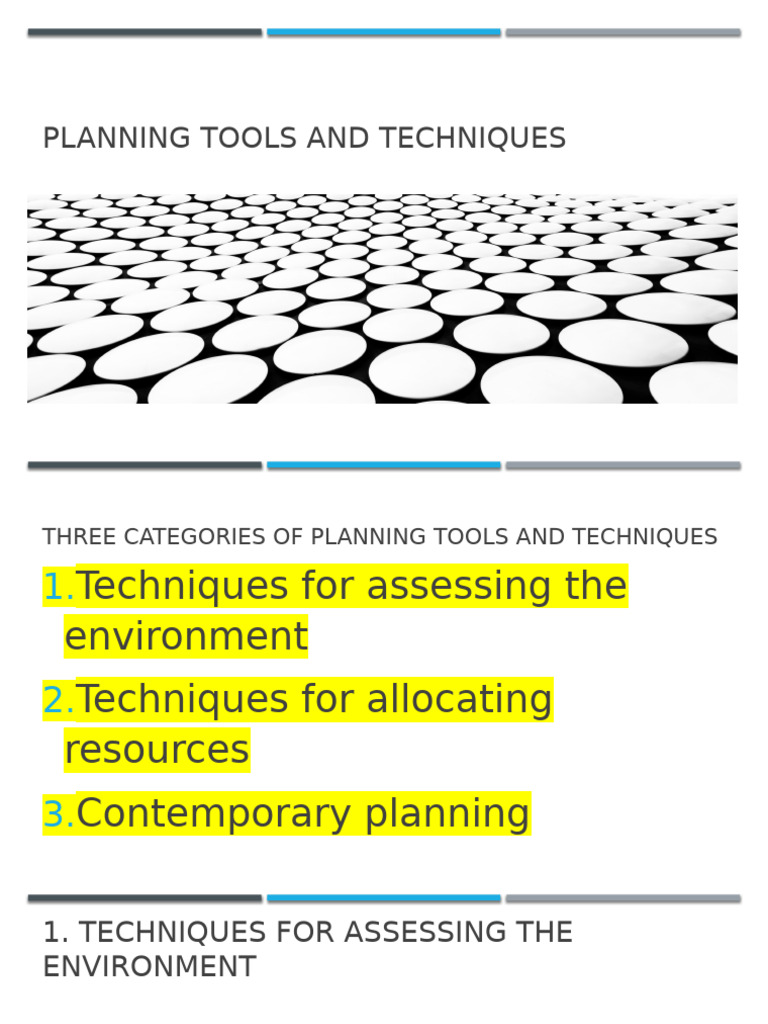 Planning Tools and Techniques | PDF | Benchmarking | Performance Indicator