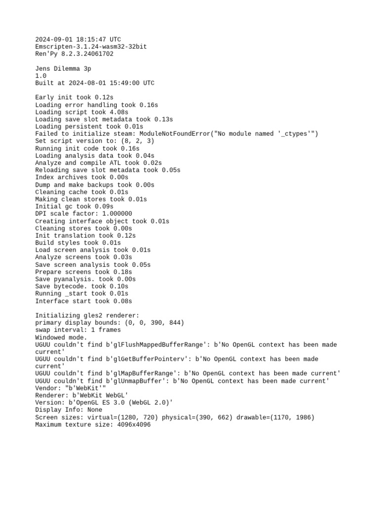 Ren'Py 8.2.3 Initialization Log | PDF
