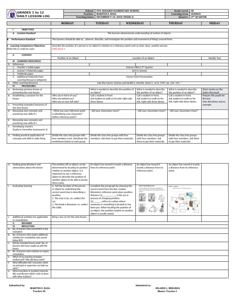 DLL_SCIENCE-3_Q3_W1 | PDF | Learning | Teachers