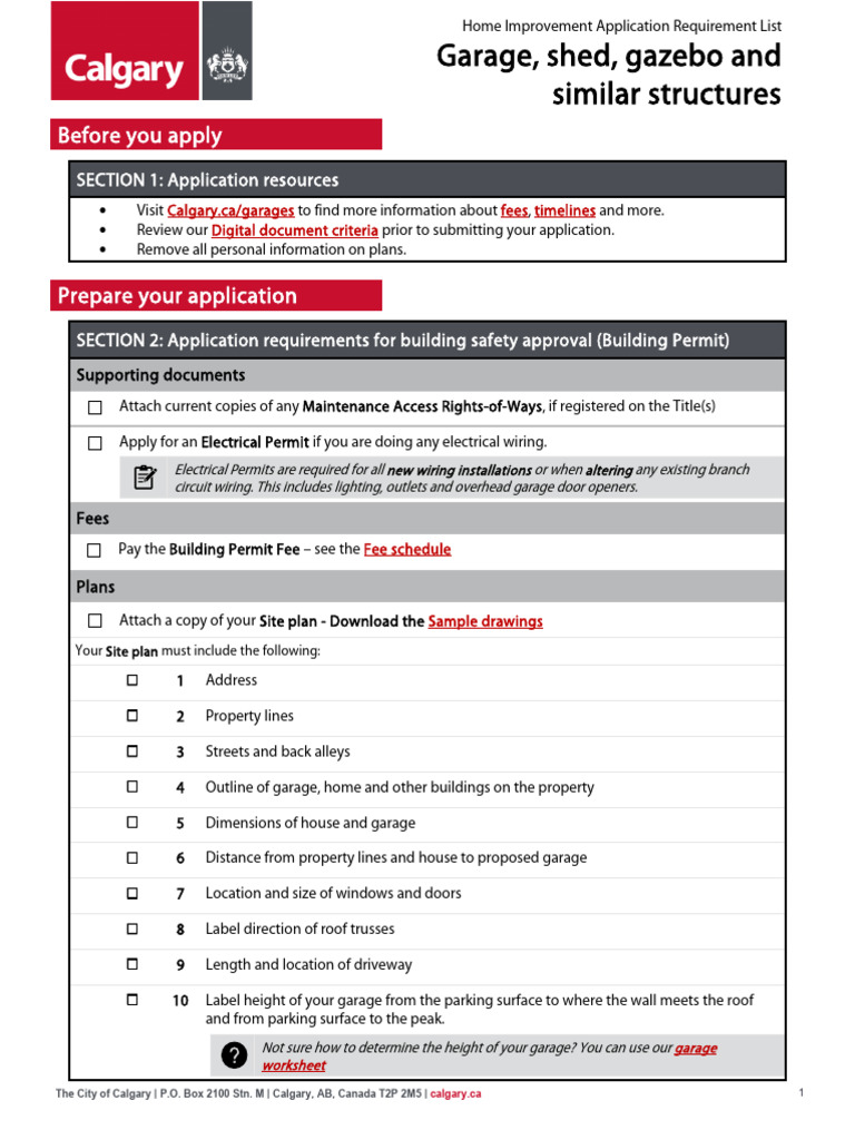Calgary Garage Building Permit Guide | PDF | Garage (Residential ...