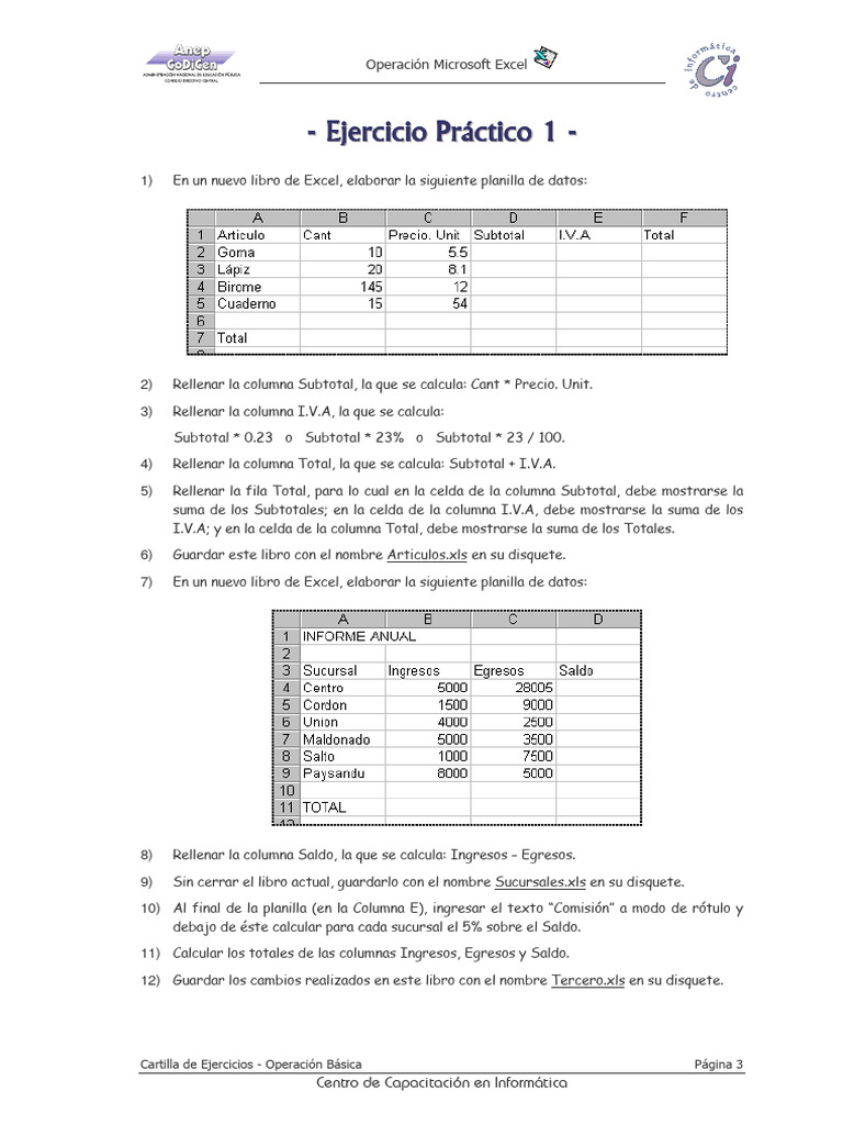 Ejercicios Prácticos de Excel | PDF | Microsoft Excel | Informática