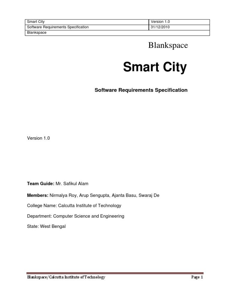 Smart City Software Requirements Spec | PDF | Search Engine Indexing ...