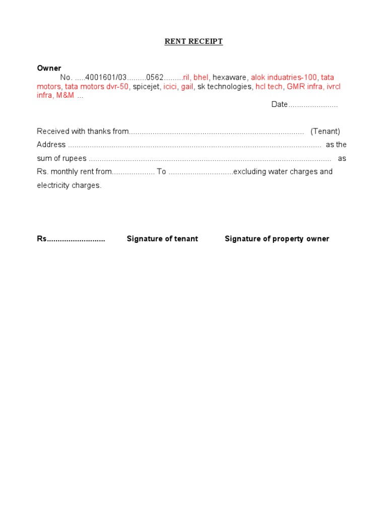 Rent Slip | PDF