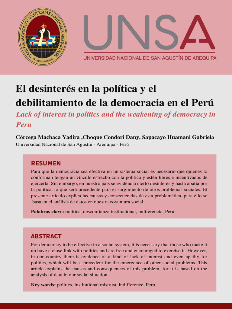 Desinterés político y democracia en Perú | PDF | Corrupción política ...