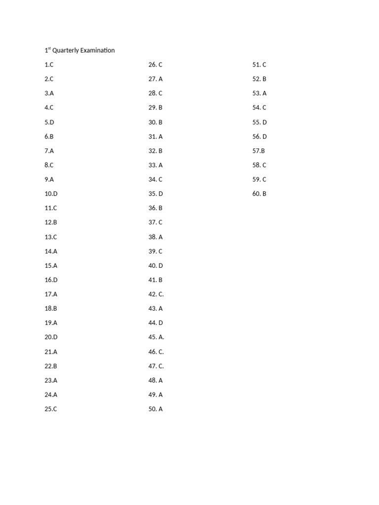 1st Quarter Key | PDF