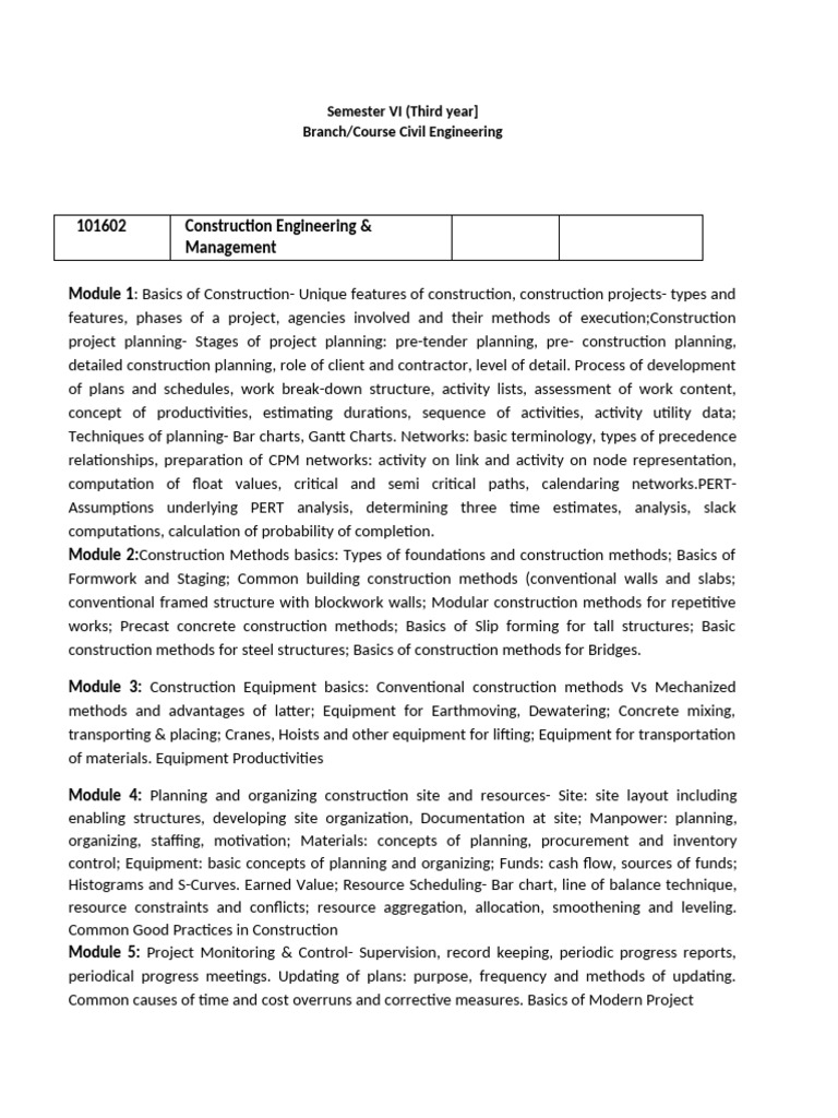 Construction Engineering Overview | PDF | Modulation | Machining
