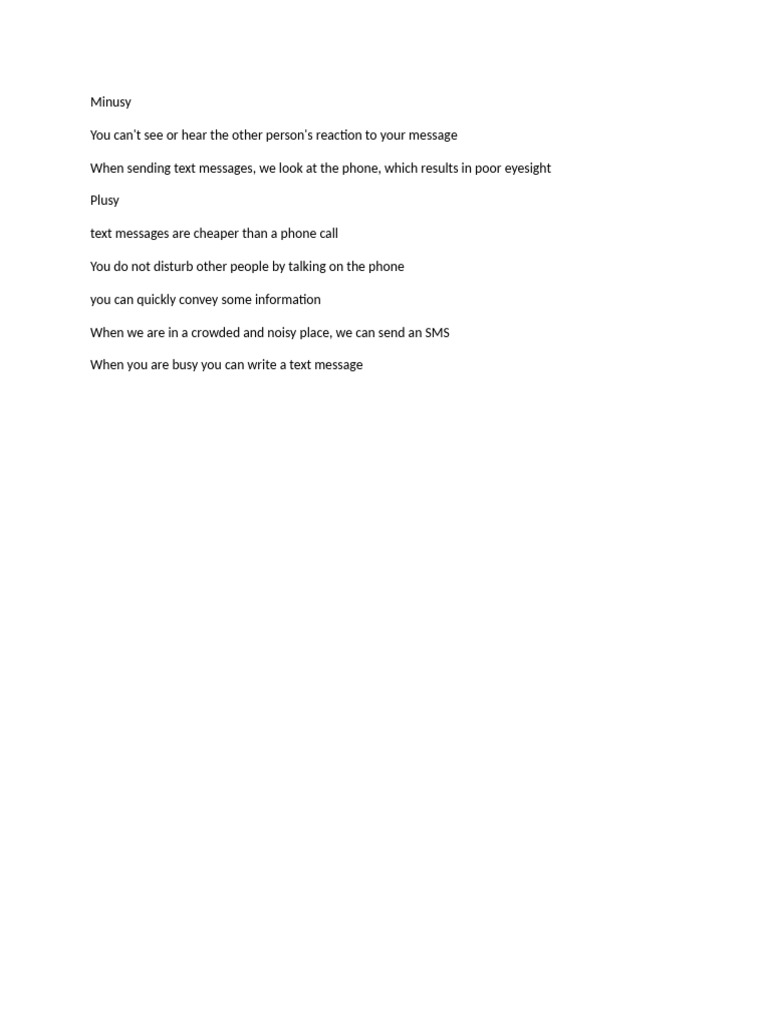 Pros and Cons of Text Messaging | PDF