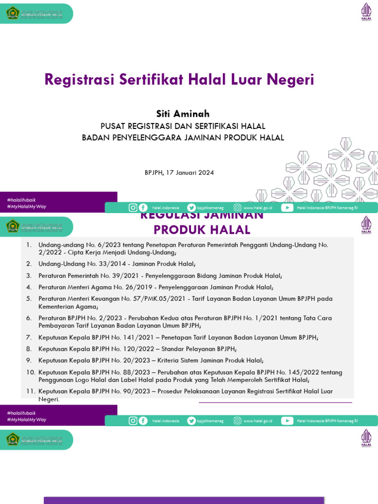 Registrasi Sertifikat Halal Luar Negeri (17 Jan 2024)_BPJPH | PDF