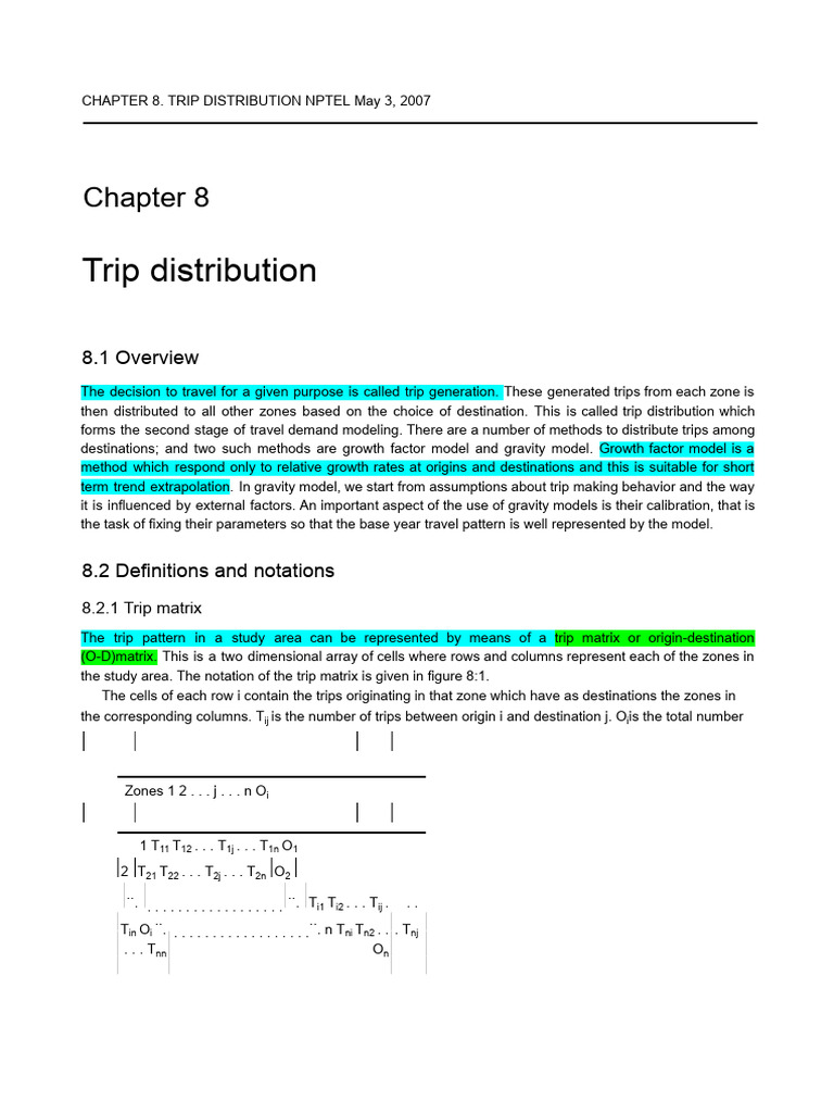 Trip Distribution in Travel Demand Modeling | PDF | Matrix (Mathematics ...