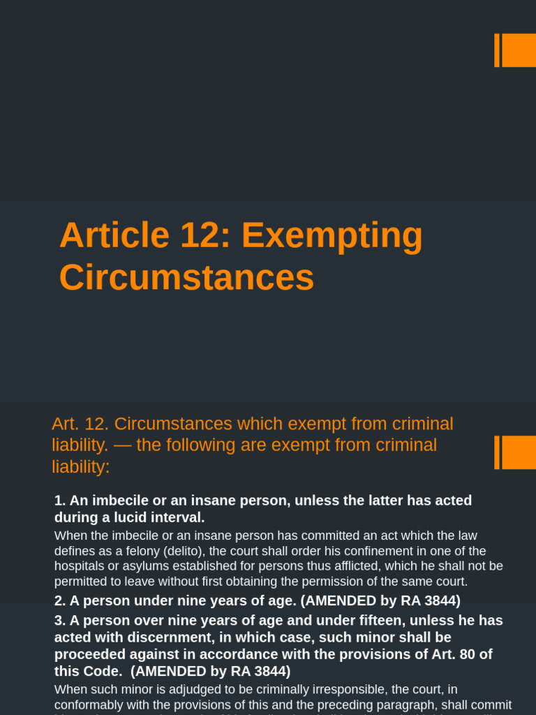 Exempting Circumstances in Criminal Law | PDF | Insanity Defense | Crimes