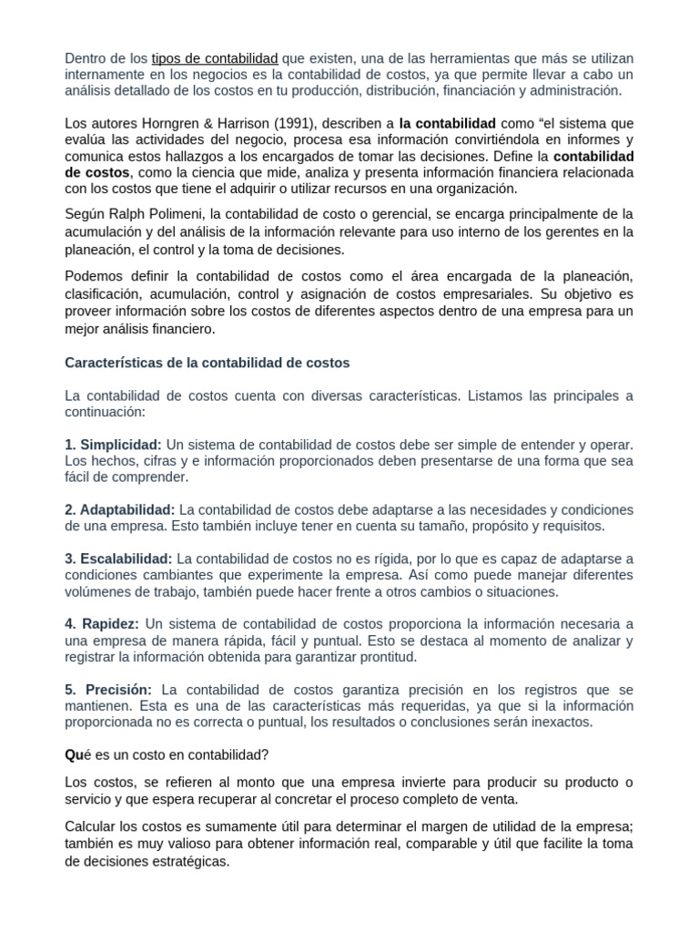 Generalidades Costo I | PDF | Contabilidad de costos | Contabilidad