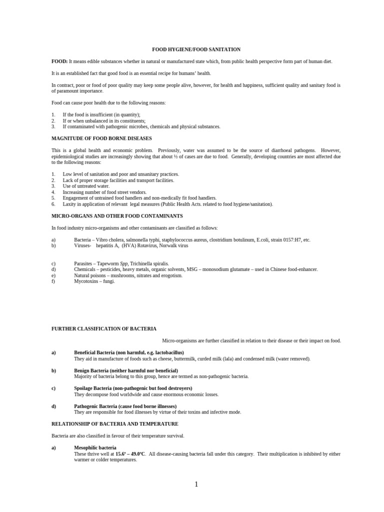 6a. Food Hygiene - Food Sanitation PR | PDF | Food Safety | Hazard ...