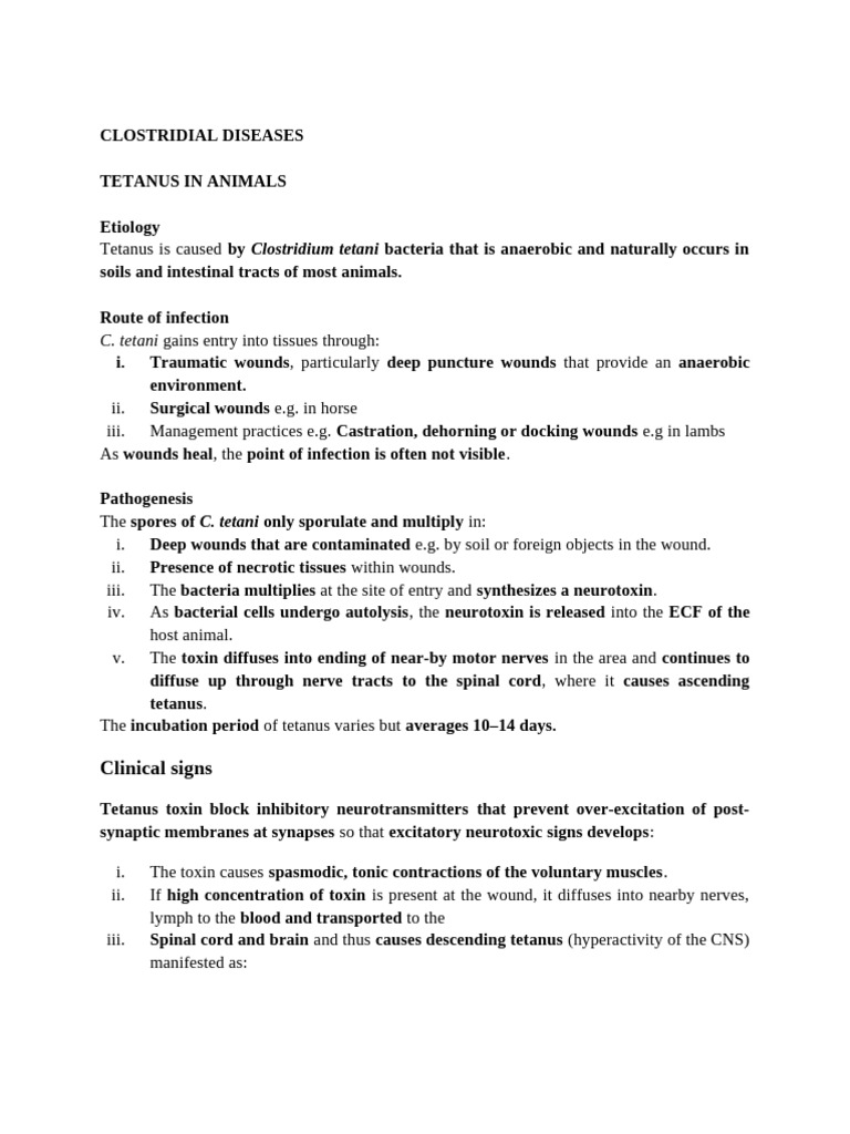 Lecture 8 - Tetanus in Animals | PDF | Medical Specialties | Diseases ...