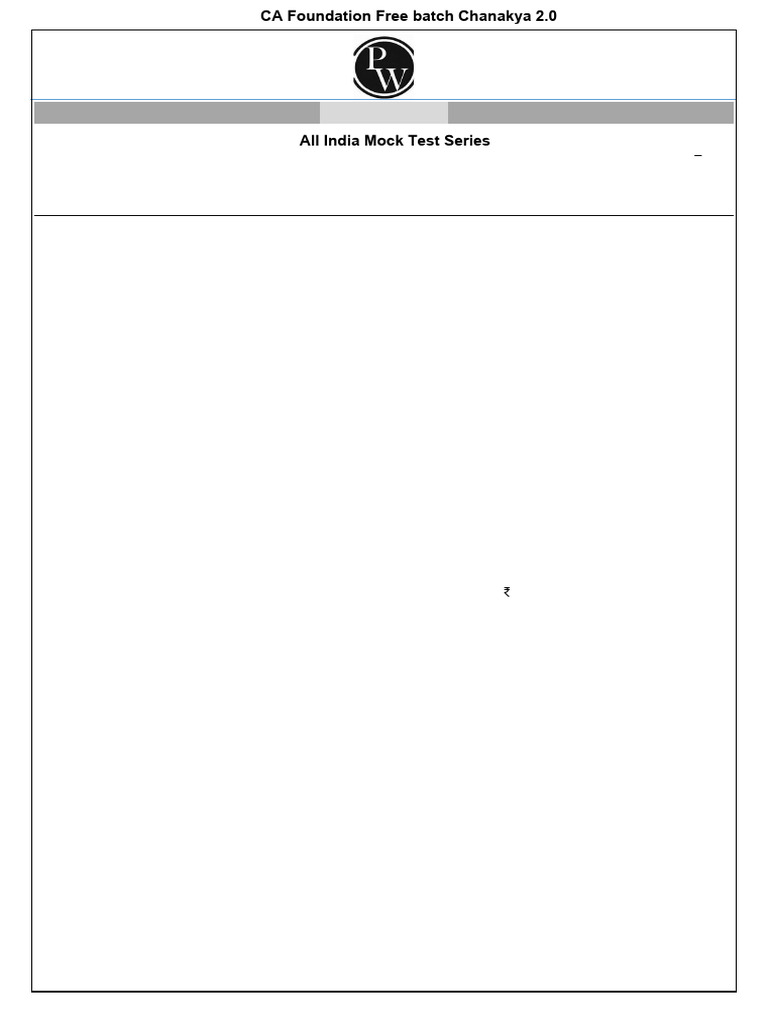 All India Mock Test Series - Business Laws Test Paper (CA WALLAH) | PDF ...