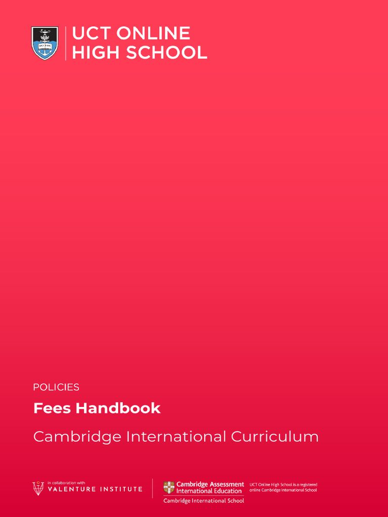 UCT Online High School Fees Handbook | PDF | Payments | Fee