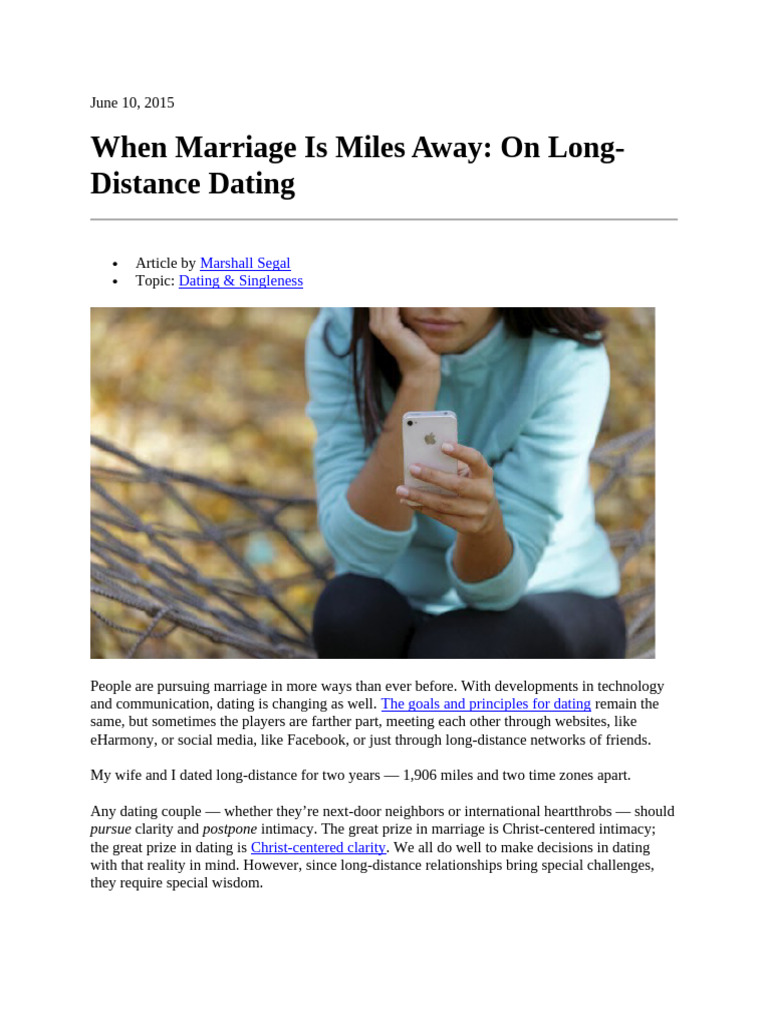 When Marriage Is Miles Away On Long-Distance Dating | PDF | Intimate ...