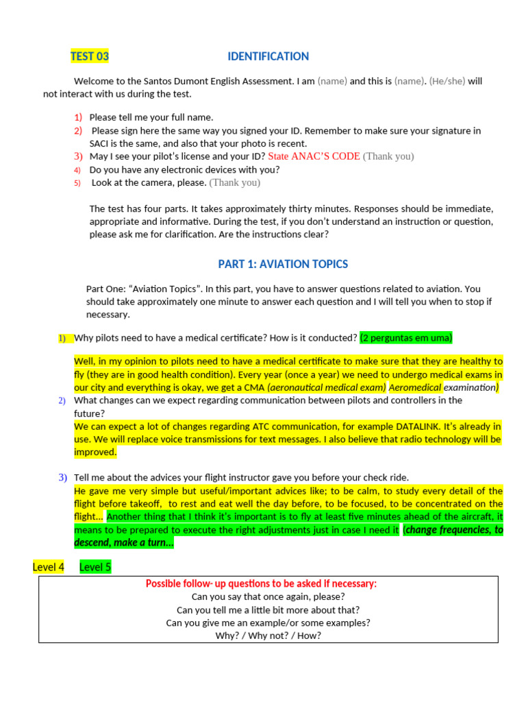 CFT ICAO+NA+PROA+Test+03 | PDF | Air Traffic Control | Transponder ...