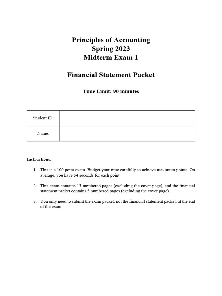 Accounting Midterm Exam Spring 2023 | PDF | Equity (Finance) | Expense
